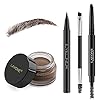 LAVONE Eyebrow Stamp Pencil Kit for Eyebrows Makeup, with Waterproof Eyebrow Pencil, Eyeliner, Eyebrow Pomade, and Dual-ended Eyebrow Brush - Dark Brown